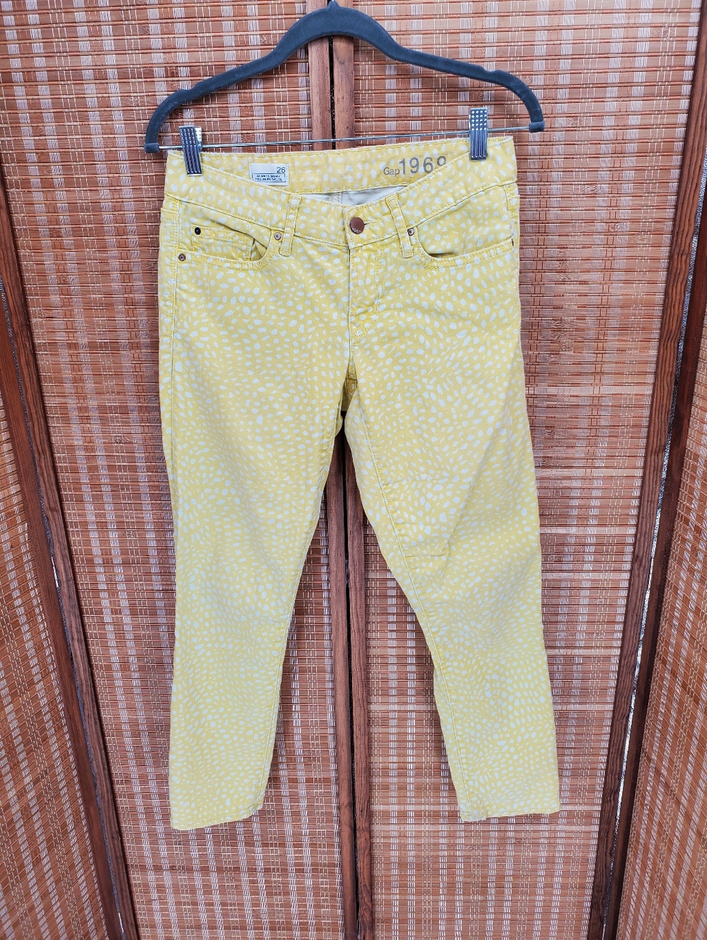 ♤ GAP Always Skinny Yellow with White Polka Dot Jeans Size 26